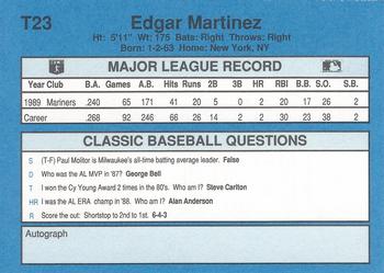 1990 Classic Yellow #T23 Edgar Martinez Back