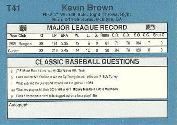 1990 Classic Yellow #T41 Kevin Brown Back