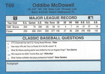 1990 Classic Yellow #T69 Oddibe McDowell Back