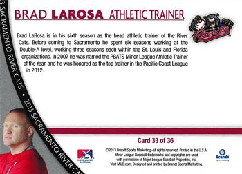2013 Brandt Sacramento River Cats #33 Brad LaRosa Back