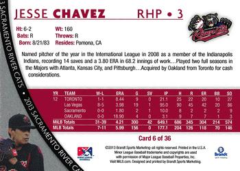 2013 Brandt Sacramento River Cats #6 Jesse Chavez Back