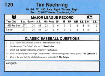 1991 Classic I #T20 Tim Naehring Back