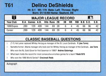 1991 Classic I #T61 Delino DeShields Back
