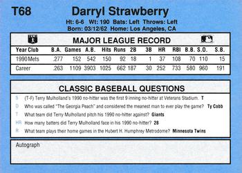 1991 Classic I #T68 Darryl Strawberry Back