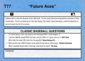 1991 Classic I #T77 Future Aces (Todd Van Poppel / Don Peters / Dave Zancanaro / Kirk Dressendorfer) Back