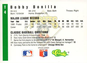 1991 Classic III #T4 Bobby Bonilla Back