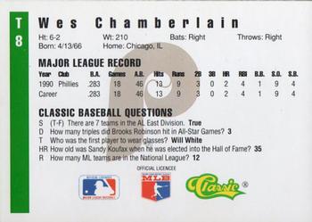 1991 Classic III #T8 Wes Chamberlain Back