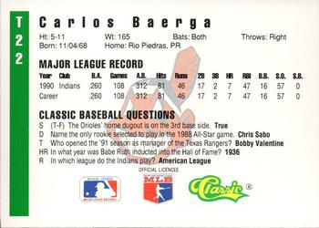 1991 Classic III #T22 Carlos Baerga Back