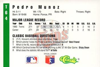 1991 Classic III #T64 Pedro Munoz Back