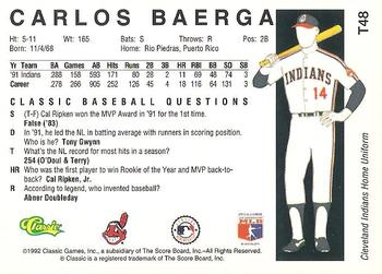 1992 Classic II #T48 Carlos Baerga Back