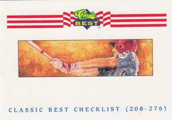 1992 Classic Best #398 Checklist: 208-276 Front