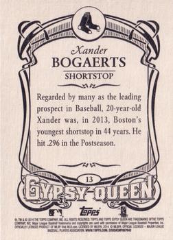 2014 Topps Gypsy Queen #13 Xander Bogaerts Back