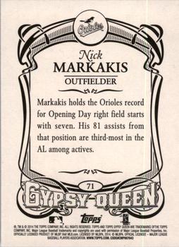 2014 Topps Gypsy Queen #71 Nick Markakis Back