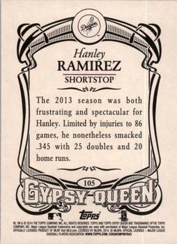 2014 Topps Gypsy Queen #105 Hanley Ramirez Back