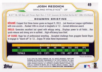 2014 Bowman #49 Josh Reddick Back