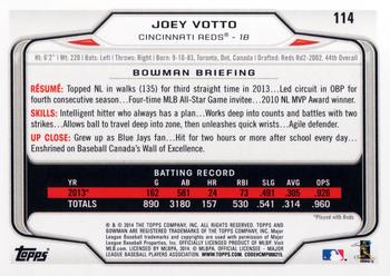 2014 Bowman #114 Joey Votto Back