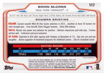 2014 Bowman #117 Brian McCann Back