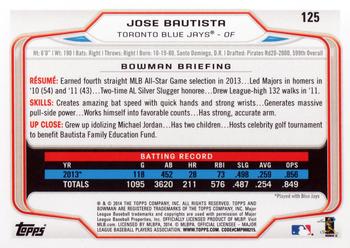 2014 Bowman #125 Jose Bautista Back