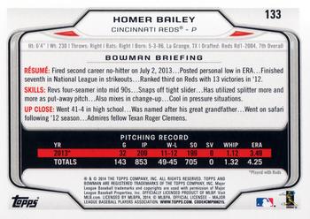 2014 Bowman #133 Homer Bailey Back