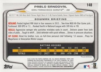 2014 Bowman #148 Pablo Sandoval Back
