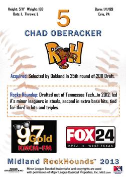 2013 Grandstand Midland RockHounds #NNO Chad Oberacker Back