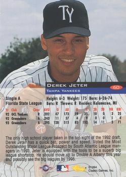 1994 Classic #60 Derek Jeter Back