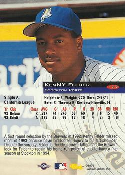 1994 Classic #127 Kenny Felder Back