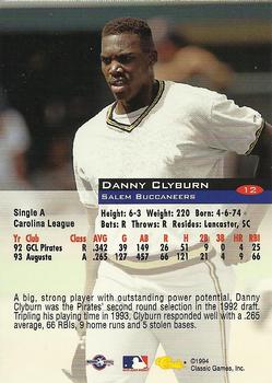 1994 Classic #12 Danny Clyburn Back