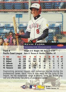 1994 Classic #144 Kevin Flora Back