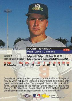 1994 Classic #167 Karim Garcia Back