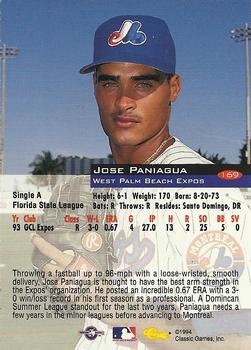 1994 Classic #169 Jose Paniagua Back