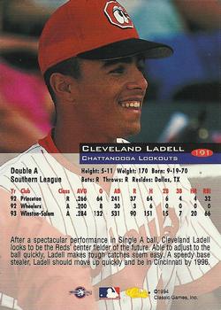 1994 Classic #191 Cleveland Ladell Back