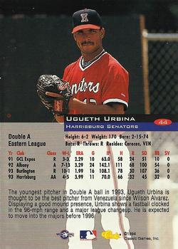 1994 Classic #44 Ugueth Urbina Back
