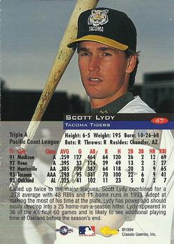 1994 Classic #47 Scott Lydy Back