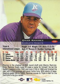 1994 Classic #59 Omar Ramirez Back