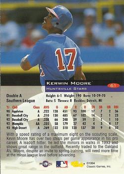 1994 Classic #61 Kerwin Moore Back