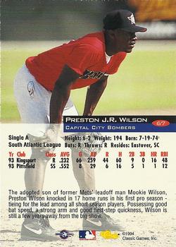 1994 Classic #67 Preston J.R. Wilson Back
