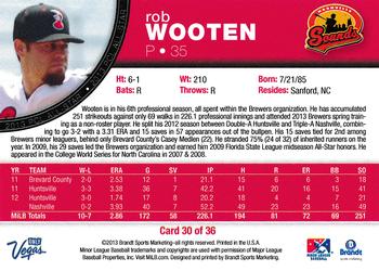2013 Brandt Pacific Coast League All-Stars #30 Rob Wooten Back