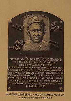 1981-89 Official Hall of Fame Metallic Plaques #NNO Mickey Cochrane Front