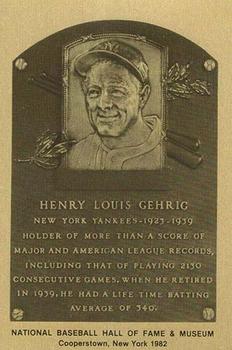 1981-89 Official Hall of Fame Metallic Plaques #NNO Lou Gehrig Front
