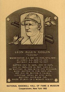 1981-89 Official Hall of Fame Metallic Plaques #NNO Goose Goslin Front