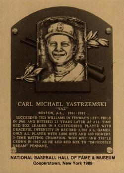 1981-89 Official Hall of Fame Metallic Plaques #NNO Carl Yastrzemski Front