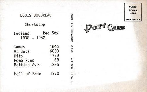 1973-80 TCMA All-Time Greats Postcards #NNO Lou Boudreau Back