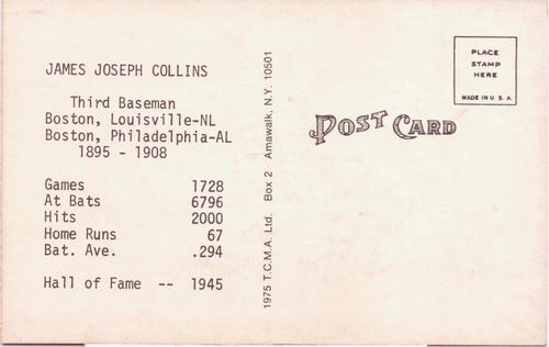1973-80 TCMA All-Time Greats Postcards #NNO Jimmy Collins Back