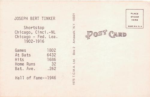 1973-80 TCMA All-Time Greats Postcards #NNO Joe Tinker Back