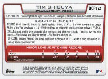 2012 Bowman Chrome - Prospects #BCP162 Tim Shibuya Back