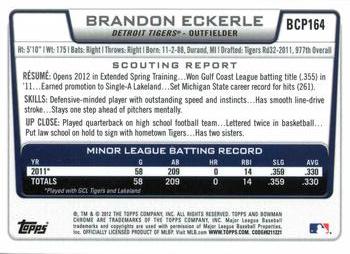 2012 Bowman Chrome - Prospects #BCP164 Brandon Eckerle Back