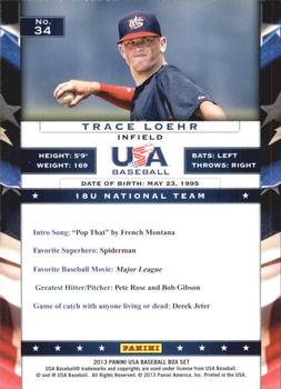 2013 Panini USA Baseball #34 Trace Loehr Back