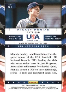 2013 Panini USA Baseball #51 Mickey Moniak Back