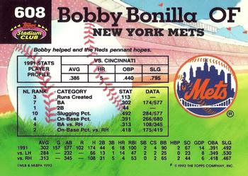 1992 Stadium Club - East Coast National #608 Bobby Bonilla Back